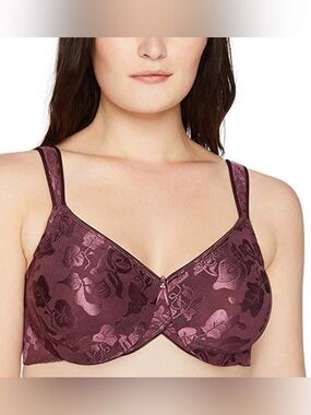 Wacoal 85567 Awareness 36DD Comfort Straps Underwire Floral Burgundy